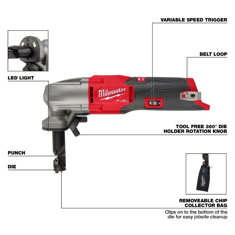 Milwaukee M12 Fuel Variable Speed Nibbler, 16-Gauge (Tool Only)