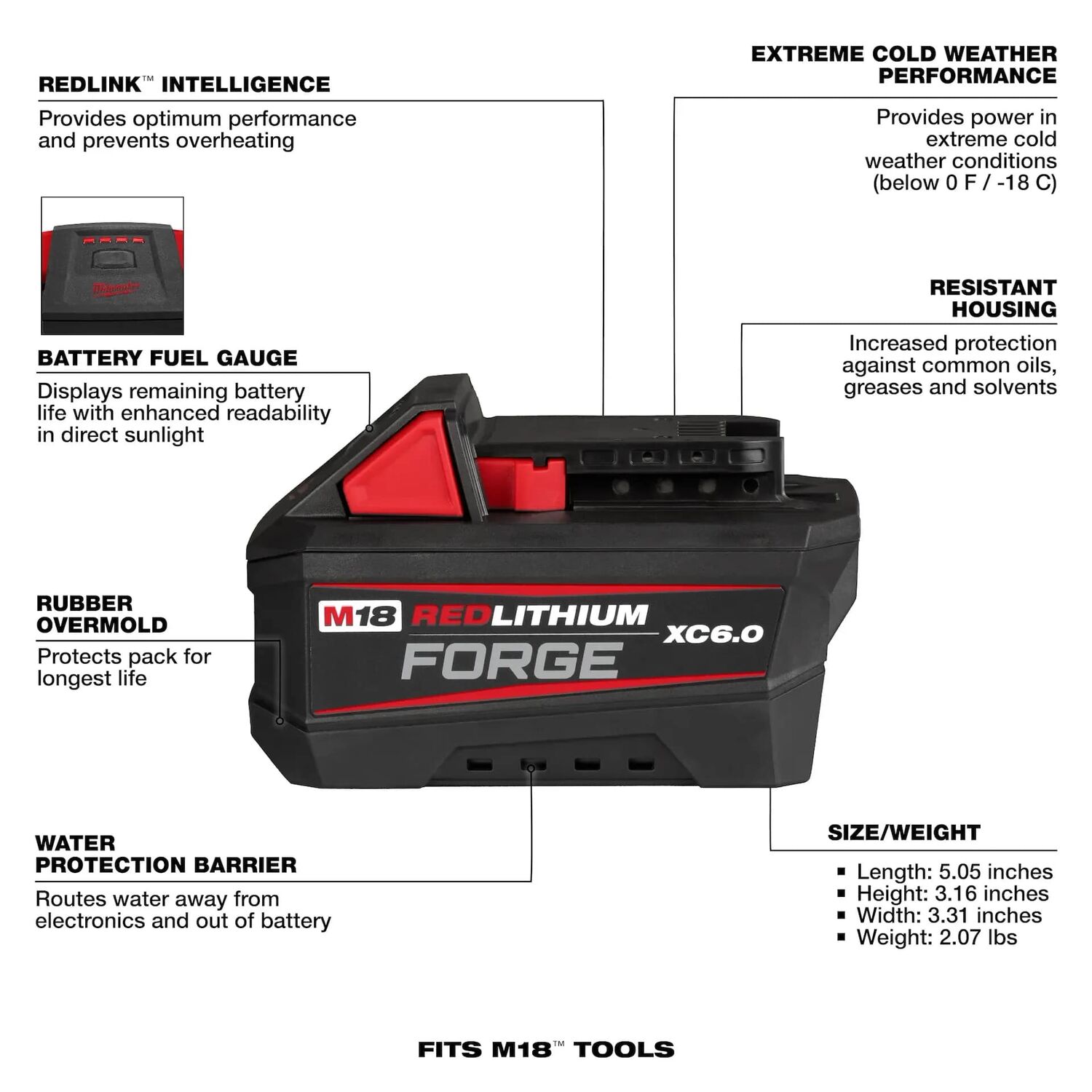 Milwaukee M18 RedLithium Forge XC6.0 Battery 6-Ah, 2-Pk