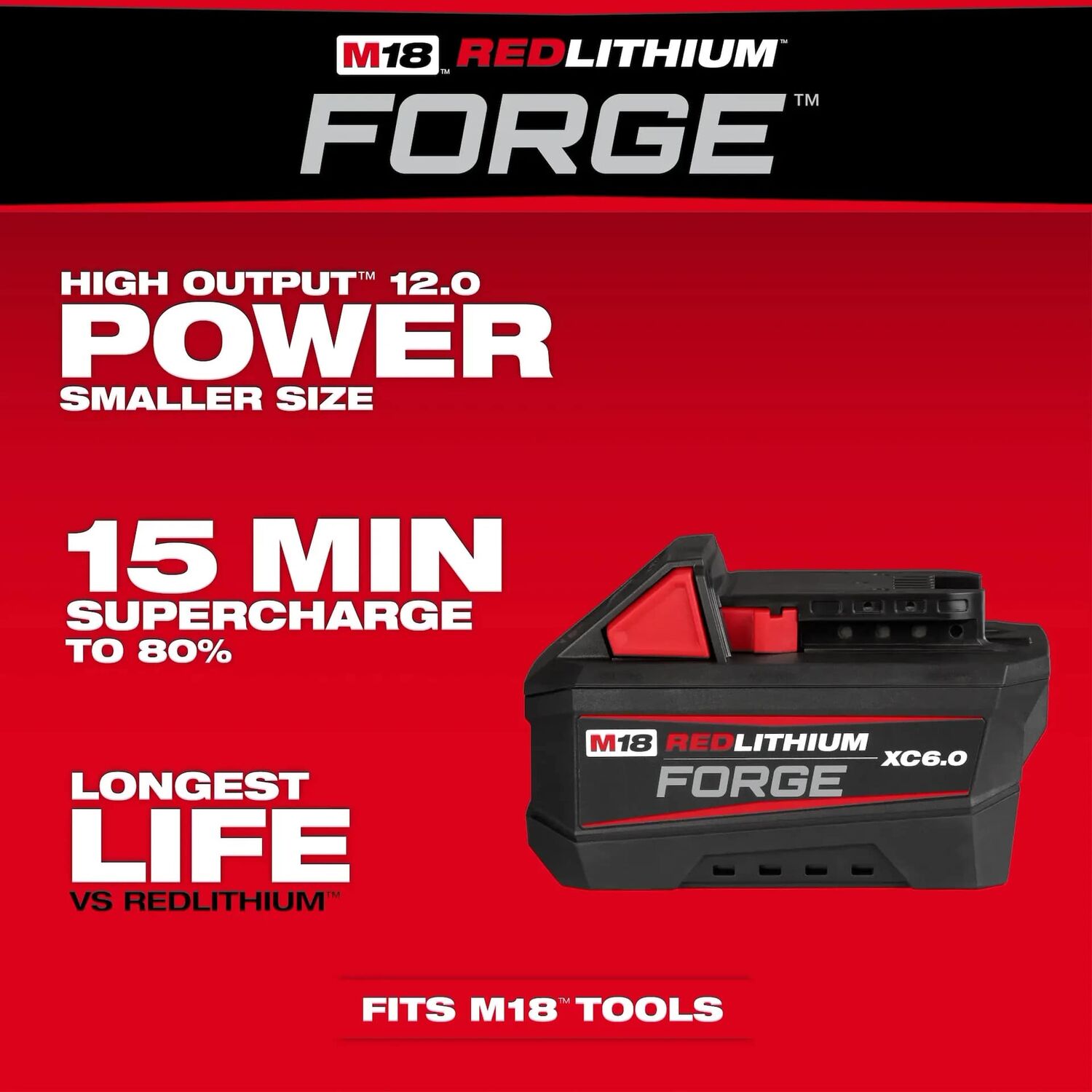 Milwaukee M18 RedLithium Forge XC6.0 Battery 6-Ah, 2-Pk