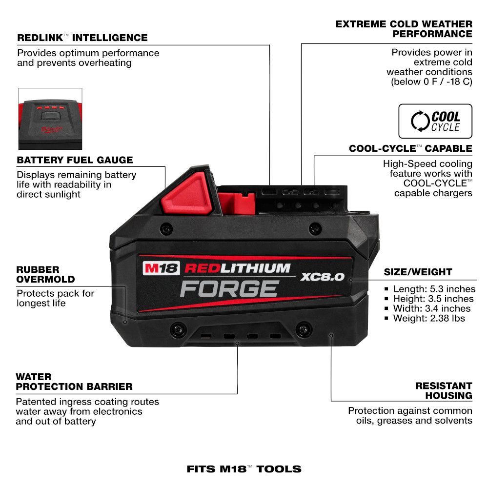 Milwaukee M18 RedLithium Forge XC8.0 Battery 8-Ah