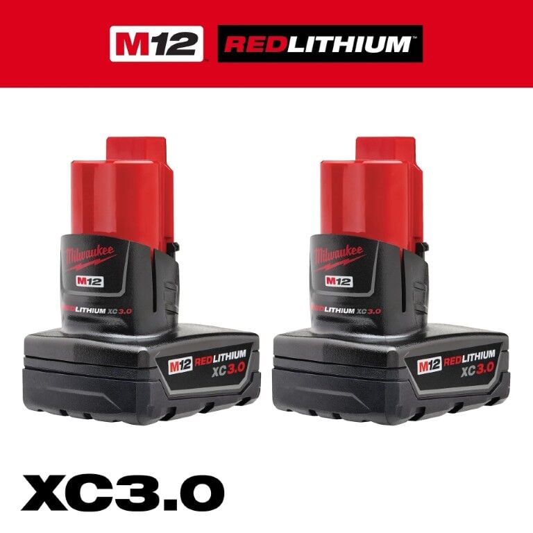 Milwaukee M12 RedLithium XC Battery, 3-Ah, 2 Pk