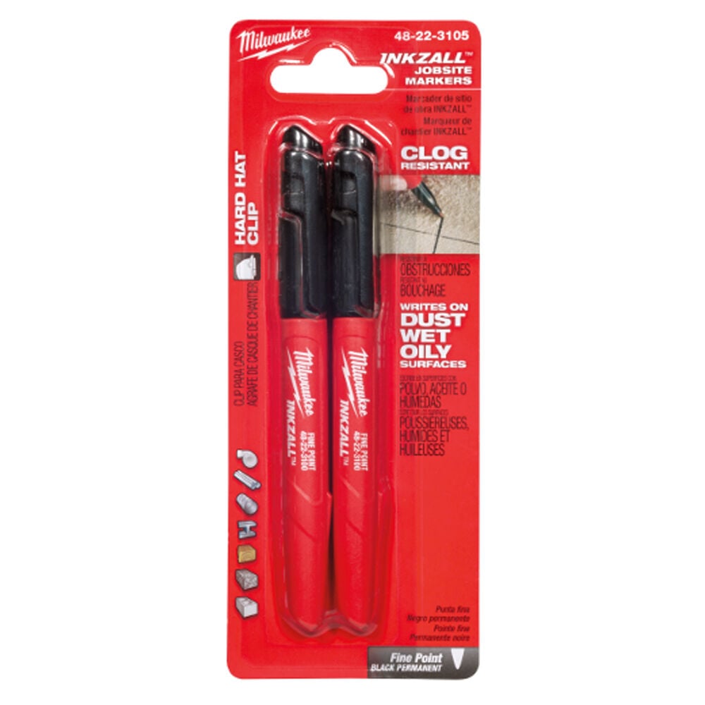 Milwaukee Inkzall Black Fine Point Marker, 2-Pk