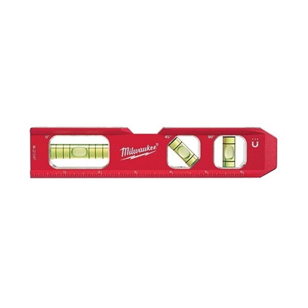 Milwaukee Compact Billet Torpedo Level, 7 in L, 3-Vial, Magnetic, Aluminum, Red