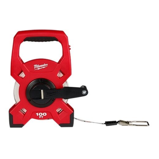 Milwaukee Fiberglass Open Reel Long Tape Measure, 100-Ft