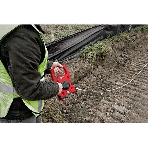 Milwaukee Fiberglass Open Reel Long Tape Measure, 100-Ft