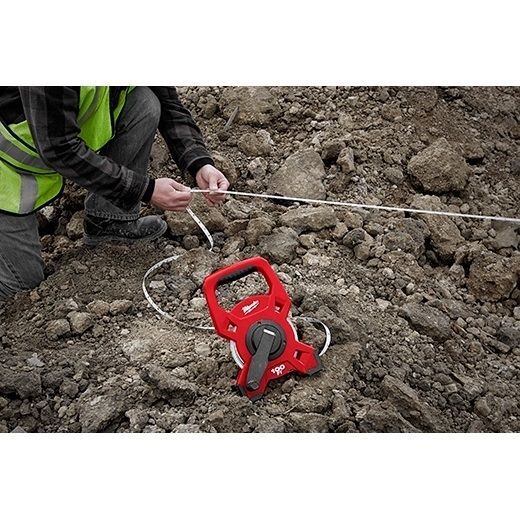 Milwaukee Fiberglass Open Reel Long Tape Measure, 300-Ft