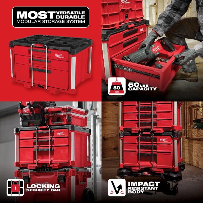 Milwaukee Packout Multi-Depth 3-Drawer Tool Box