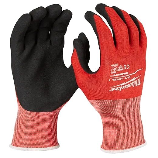 Milwaukee Cut Level 1 Nitrile Dipped Gloves in Red