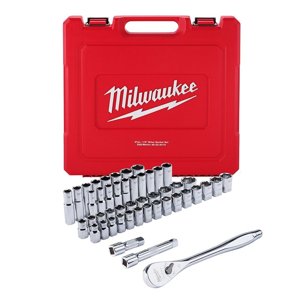 Milwaukee 1/2-In SAE & Metric Socket Wrench Set, 47-Pc