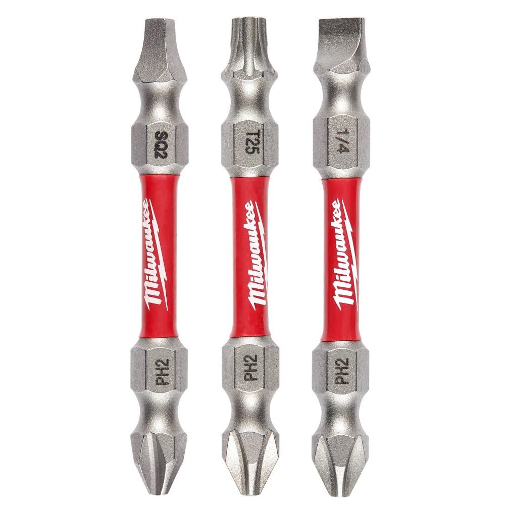 Milwaukee Shockwave Impact Duty PH2/SQ2/T25 Double Ended Bits, 3-Pk
