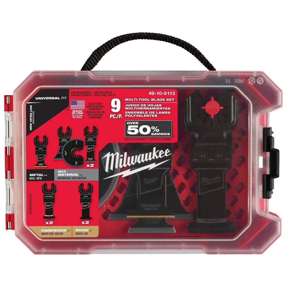 Milwaukee Open-Lok Oscillating Universal Fit Blade Set, 9-Pc