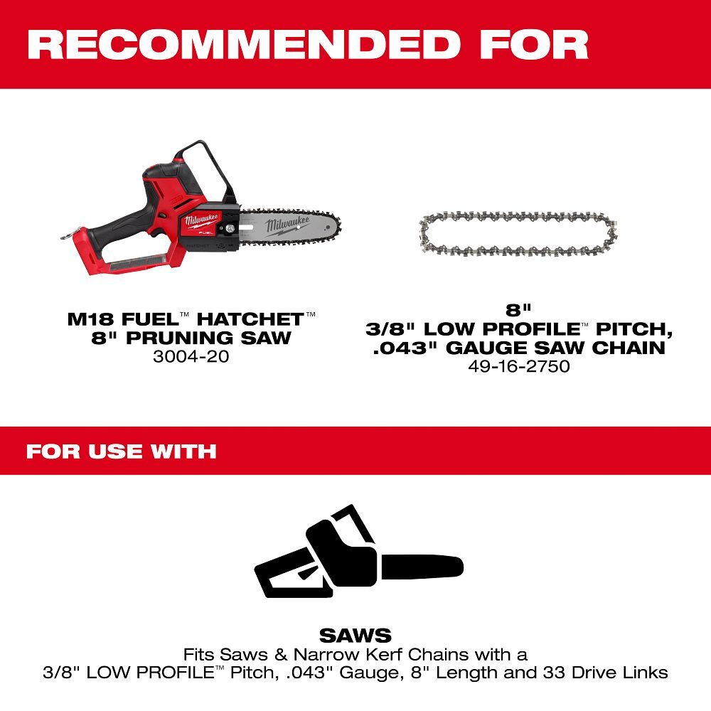 Milwaukee 8-3/8-In LOW PROFILE Pitch, .043-In Gauge Chainsaw Guide Bar