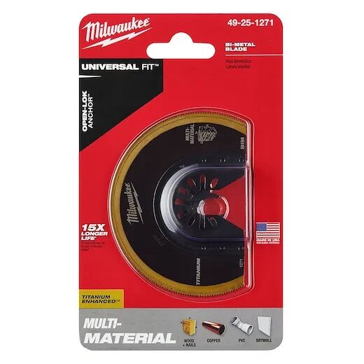 Milwaukee Open-Lok Oscillating Bi-Metal Multi-Material Universal Fit Blade, 3 1/2-In