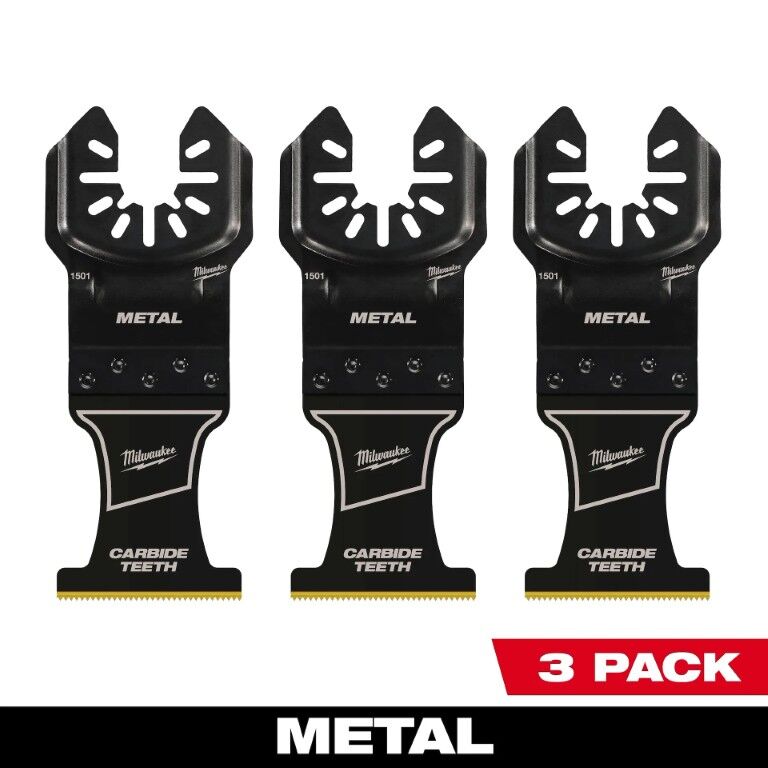 Milwaukee Open-Lok Oscillating Carbide Teeth Metal Universal Fit Blade, 1 3/8-In 3-Pk
