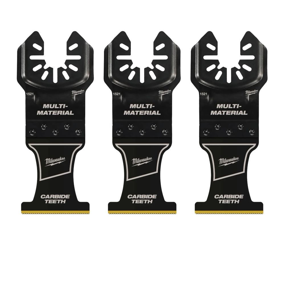 Milwaukee Open-Lok Oscillating Carbide Teeth Multi-Material Universal Fit Blade, 1 3/8-In, 3-Pk
