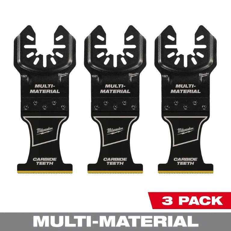 Milwaukee Open-Lok Oscillating Carbide Teeth Multi-Material Universal Fit Blade, 1 3/8-In, 3-Pk