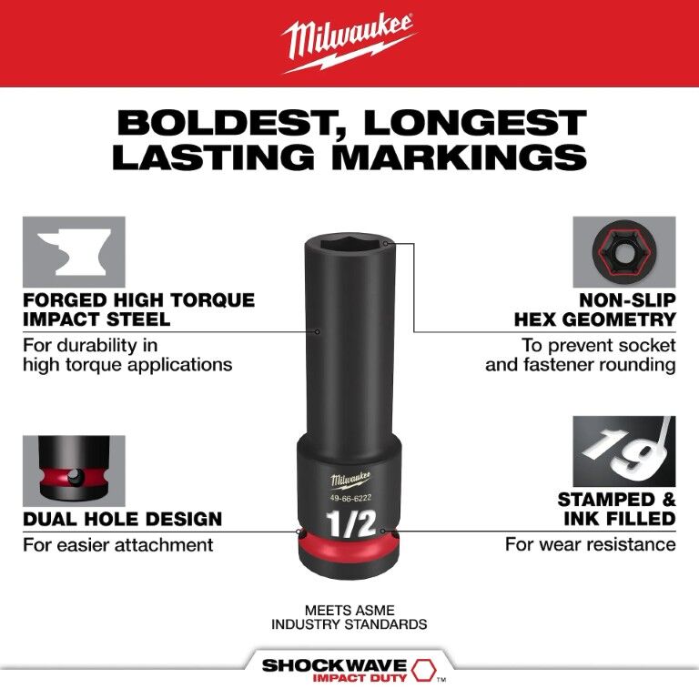 Milwaukee Shockwave Impact Duty SAE Deep 6-Point Socket Set, 3/8-In Drive, 3-Pc