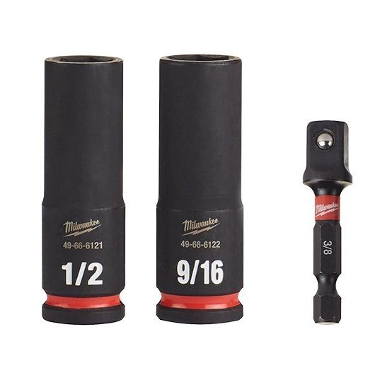 Milwaukee Shockwave Impact Duty SAE Deep 6-Point Socket Set, 3/8-In Drive, 3-Pc