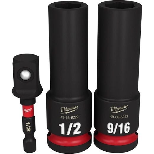 Milwaukee Shockwave Impact Duty SAE 6-Point Deep Socket Set, 1/2-In Drive, 3-Pc