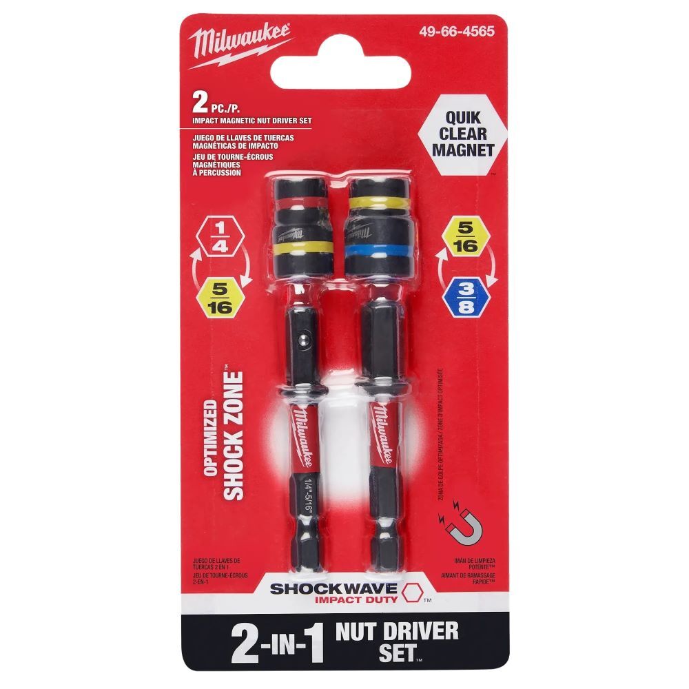 Milwaukee Shockwave Impact Duty Quick-Clear 2-In-1 Magnetic Nut Driver Set, 2-Pk