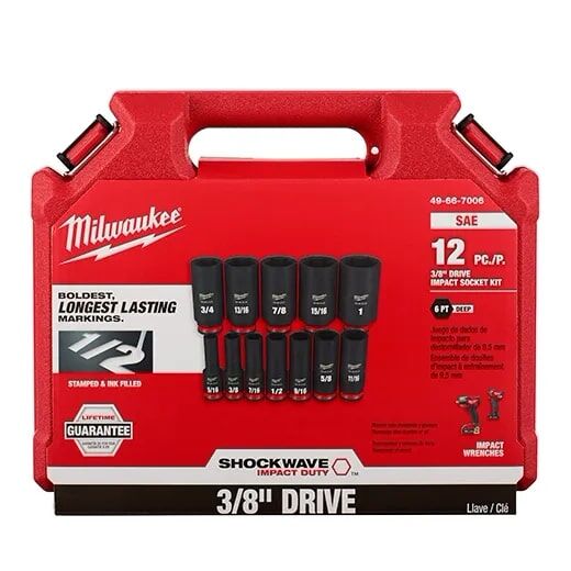 Milwaukee Shockwave Impact Duty SAE 6-Point Deep Socket Set, 3/8-In Drive, 12-Pc