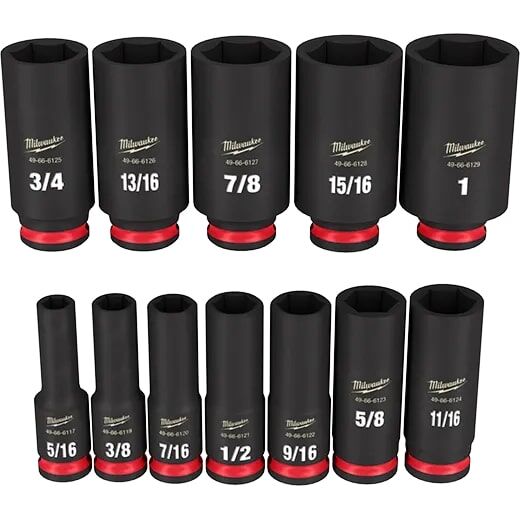 Milwaukee Shockwave Impact Duty SAE 6-Point Deep Socket Set, 3/8-In Drive, 12-Pc