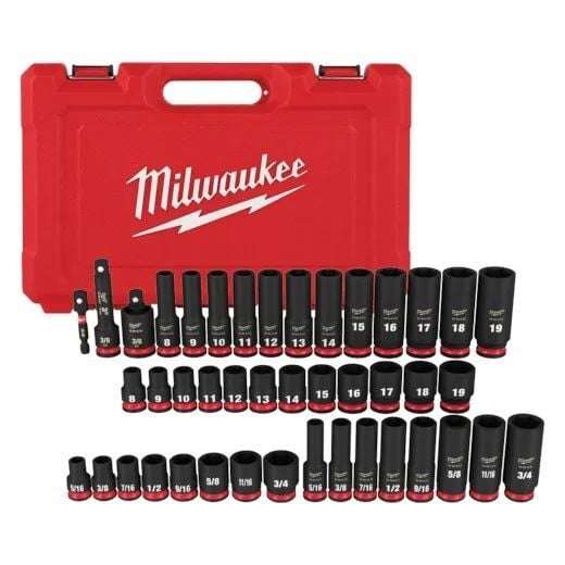 Milwaukee Shockwave Impact Duty SAE & Metric 6-Point Socket Set, 3/8-In Drive, 43-Pc