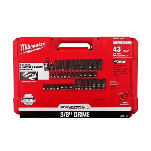 Milwaukee Shockwave Impact Duty SAE & Metric 6-Point Socket Set, 3/8-In Drive, 43-Pc