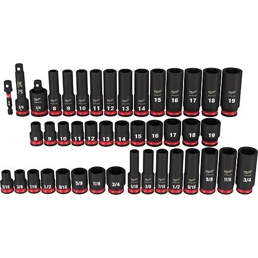 Milwaukee Shockwave Impact Duty SAE & Metric 6-Point Socket Set, 3/8-In Drive, 43-Pc