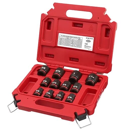 Milwaukee Shockwave Impact Duty SAE 6-Point Standard Socket Set, 1/2-In Drive, 12-Pc