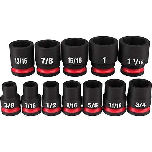 Milwaukee Shockwave Impact Duty SAE 6-Point Standard Socket Set, 1/2-In Drive, 12-Pc