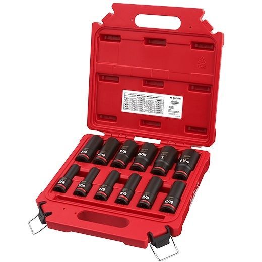 Milwaukee Shockwave Impact Duty SAE 6-Point Deep Socket Set, 1/2-In Drive, 12-Pc