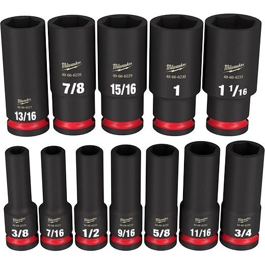 Milwaukee Shockwave Impact Duty SAE 6-Point Deep Socket Set, 1/2-In Drive, 12-Pc