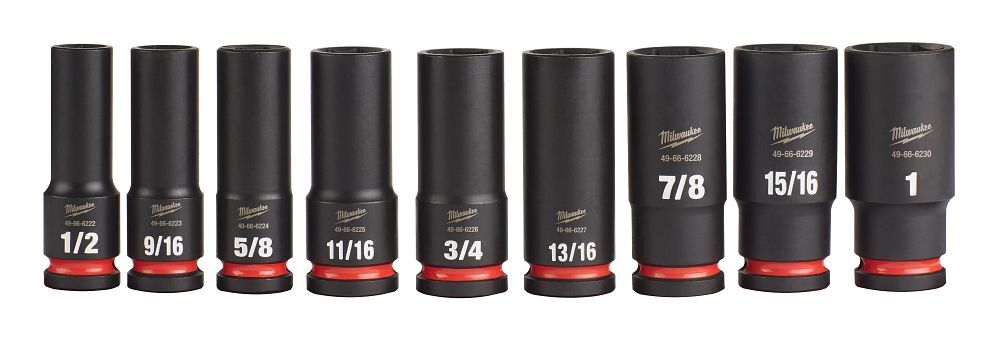 Milwaukee Shockwave Impact Duty SAE 6-Point Deep Socket Set, 1/2-In Drive, 9-Pc