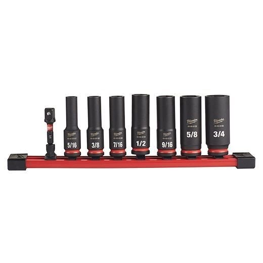 Milwaukee Shockwave Impact Duty SAE 6-Point Deep Socket Set, 3/8-In Drive, 8-Pc