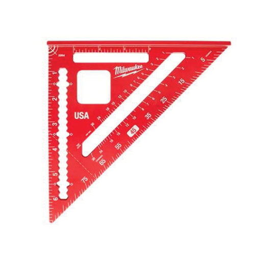 Milwaukee Magnetic Rafter Square, 1/8 in Graduation, Aluminum, 7-1/4 in L, 7-1/4 in W
