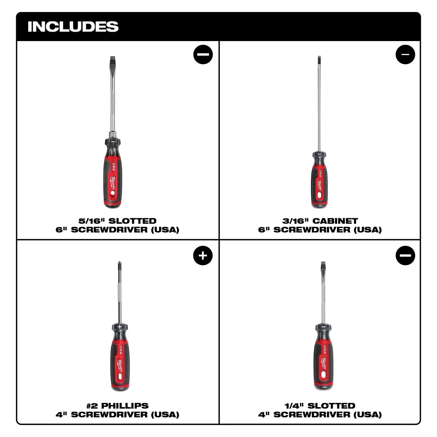 Milwaukee Cushion Grip Screwdriver Kit (USA), 4-Pc