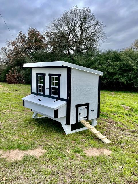 OverEZ Large Chicken Coop, Black/White