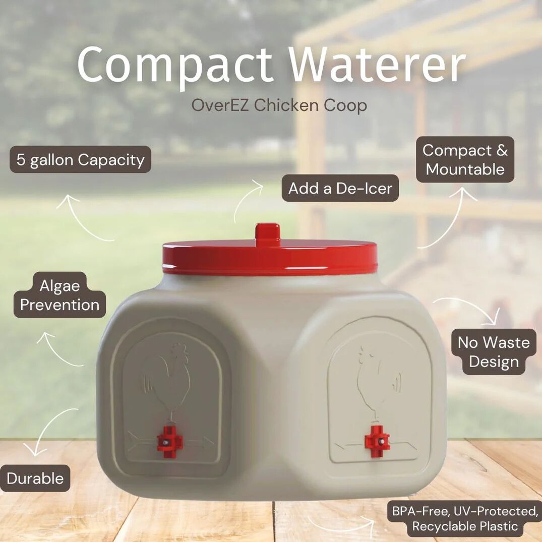 OverEZ Compact Chicken Waterer, 5-Gal