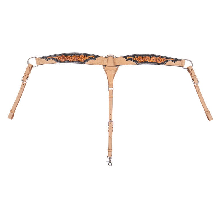 Buffalo Leather Two-Toned Carved Breast Collar