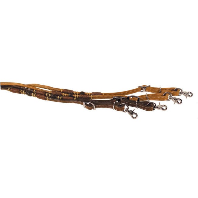 Buffalo Leather Roping Rein With Multi Rawhide, 7-Ft