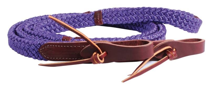 Professional's Choice Purple Quiet Control Single Rein With Hand Placement Markers, 9-Ft