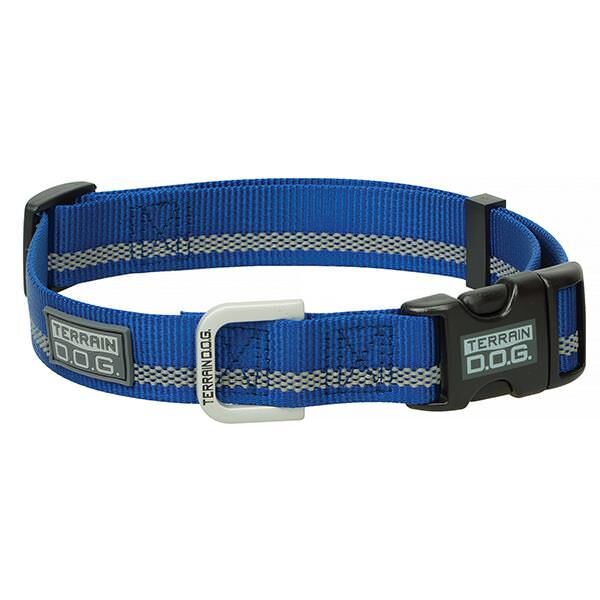 Terrain D.O.G. Small Dark Blue Reflective Snap-N-Go Adjustable Nylon Dog Collar