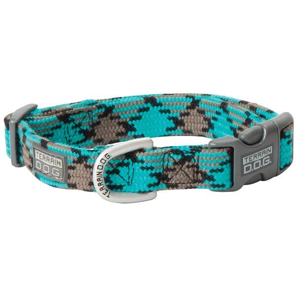 Terrain D.O.G. Large Teal/Gray/Black Bamboo Adjustable Snap-N-Go Collar