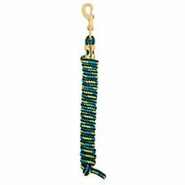 Weaver Leather Poly Lead Rope With A Solid Brass 225 Snap - Black/Hurricane Blue/Lime Zest