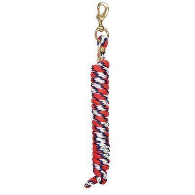 Weaver Leather Poly Lead Rope With A Solid Brass 225 Snap - White/Navy/Red, Polyester, 10 ft