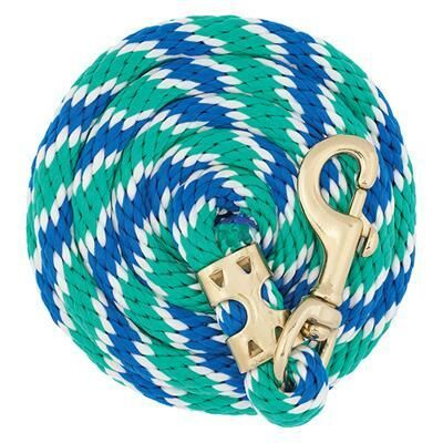 Weaver Leather Value Lead Rope With Brass Plated 225 Snap - Blue/White/Green, Polyester, 8 ft