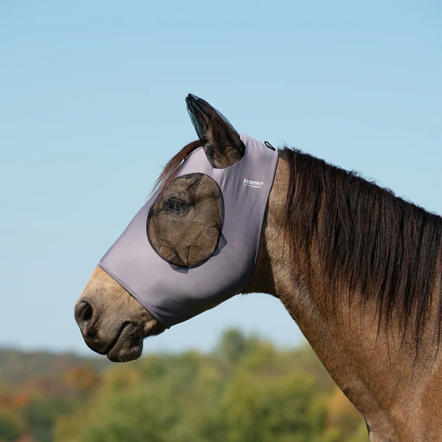 Weaver Leather Synergy Powered by Coolcore Equine Lycra Fly Mask Graphite, Medium
