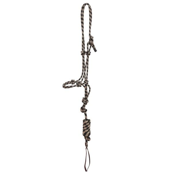 Weaver Leather Black/Beige Average Rope Halter With Lead, 5/16-In