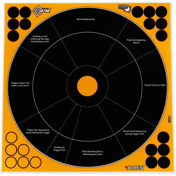 Allen EZ Aim Adhesive Splash Paper 12-In X 12-In Shooting Target, 5-Pk